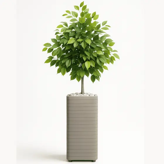 Planta Artificial Decoração + Vaso Decorativo Cinza Para Sala Casa Decoração Escritório