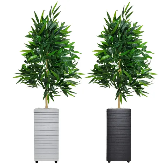 Kit Enfeite Sala Decoração 2 Plantas Artificiais Com Vaso Decorativo Decoração Casa Nova