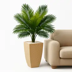 Kit Decoração Palmeira Artificial + Vaso De Planta 3d Polietileno Enfeite Casa Sala E Decoração