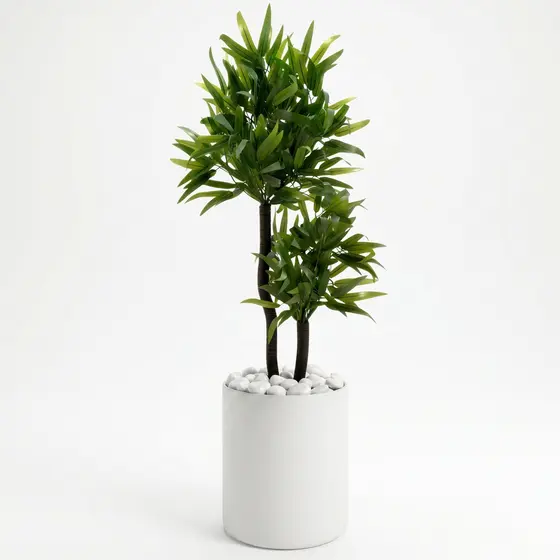 Kit Decorativo Completo Bambu Da Sorte Artificial Enfeite Sala + Vaso Design Moderno Decoração