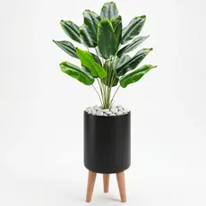 Bananeira Artificial 18 Folhagem Decoração Vaso Tripe Decorativo Design Moderno