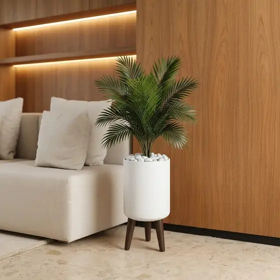 Palmeira Artificial Decoração Vaso Design Moderno Com Pedras Jardim Luxo Sala