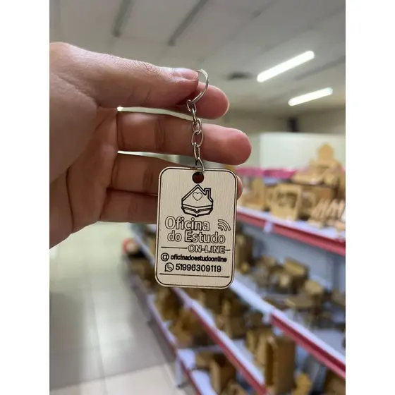 Kit Chaveiros Personalizados MDF Branco com Logo ou Nome – 5cm de diâmetro - de 20 a 80 unidades