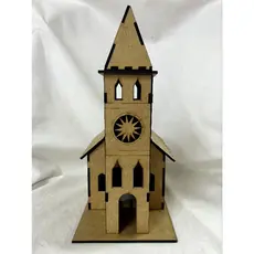 Casa e Igreja Natalinas 20cm MDF Cru – Presépio e Decoração de Natal