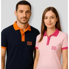 Camisa Polo Premium Duas Cores -  Com bordado personalizado - Sob Encomenda - Uniforme profissional