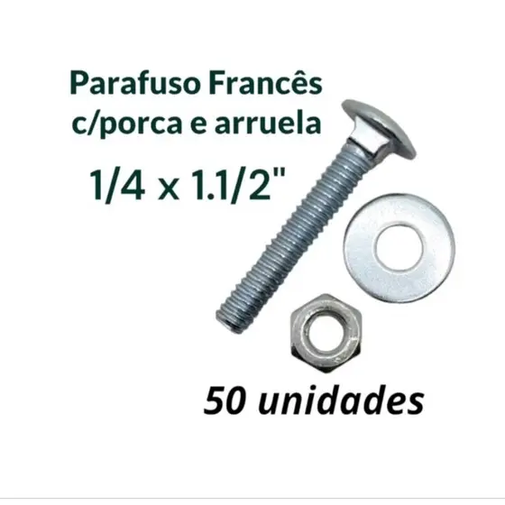 Parafuso francês c/ porca e arruela
