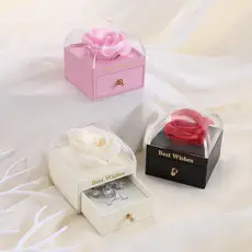 Caixa Porta Anel com Rosa Eterna | Presente Romântico Luxo para Namoro Noivado Casamento