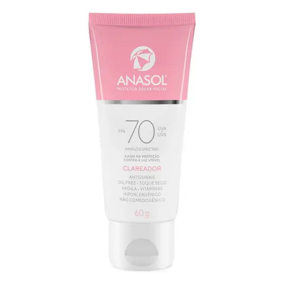 Protetor Solar Facial Anasol FPS 70 Clareador UVA Vegano 60g - Produto Original