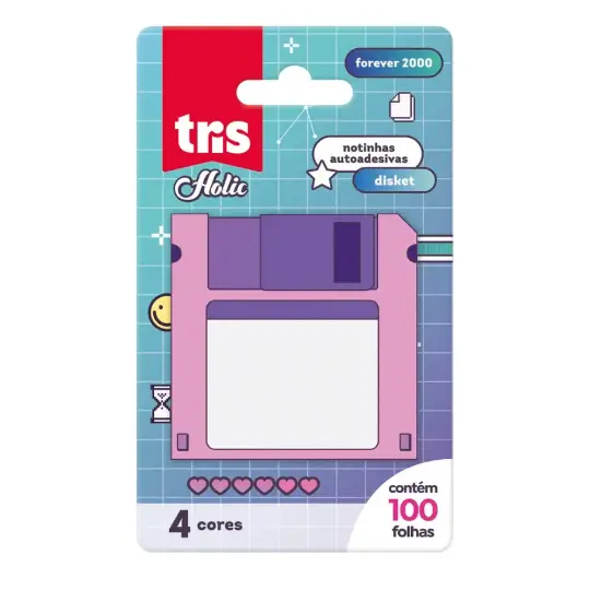 Notas Autoadesivas Disket Holic Forever 2000 - Cartela C/1 Bloco X 100 Folhas - Tris