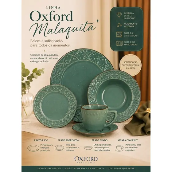 OXFORD Malaquita – Pratos e Xícara com Pires (Escolha a Peça)