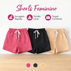 kit 3 Short feminino Bermuda feminina moletom short de algodão moletinho