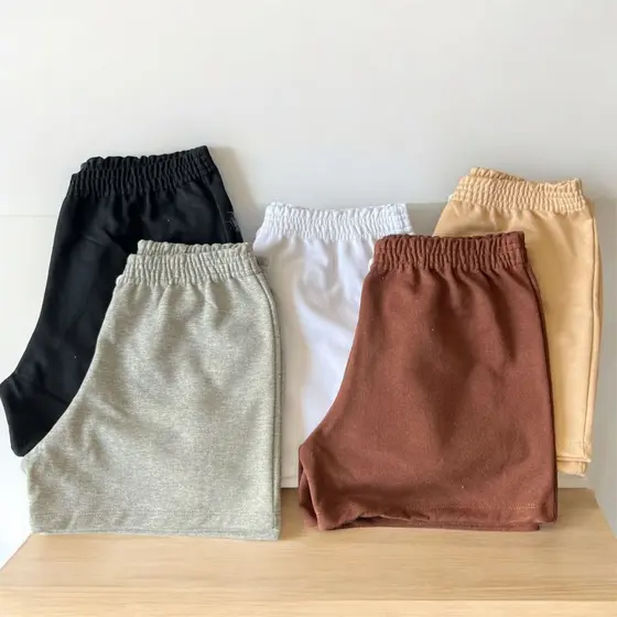 Kit 2 Shorts feminino moletom short de algodão básico academia praia super confortável