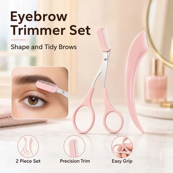 Conjunto De Aparador De Sobrancelha Tesoura De Aço Inoxidável Pente Navalha Modelador Depilação Facial Para Mulheres Hom