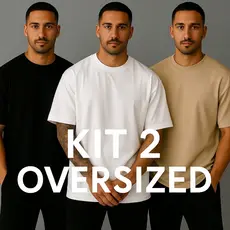 Kit com 2 Camiseta Lisa Oversized Masculina Streetwear Algodão