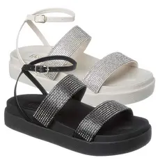Papete Feminina Strass Sandália Flatform Feminina Sola Alta