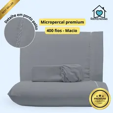 Jogo de Lençol Premium Com Elástico 400 fios Percal 3 Peças Ponto Palito Promo de lançamento