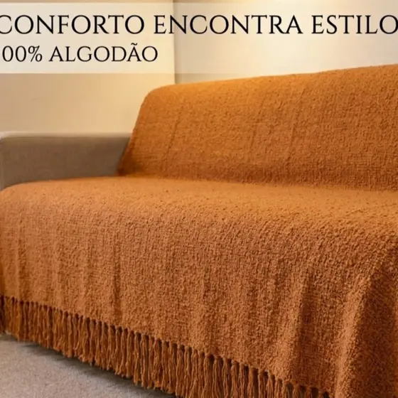 Manta  Sofá Cama King Conforto Decorativa e Protetora Tamanho 210x120 Tecido  Algodão Lavagem Fácil