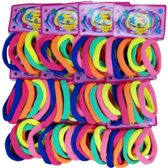 Kit 72 Elásticos de Cabelo Colorido/Xuxinha/Rabicó/Meia/Feminino/Infantil
