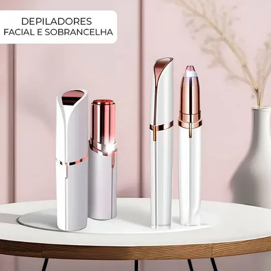 Depiladores Faciais Elétricos –Remove Pelos em Segundos/Sem Irritação/Compacto e Discreto Tipo Batom
