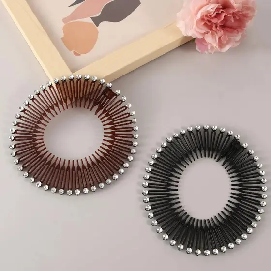 KIT 2 Unidades Tiara Bell Com Strass Na Ponta Preta Para Cabelo/Grampo de Pente de Cabelo