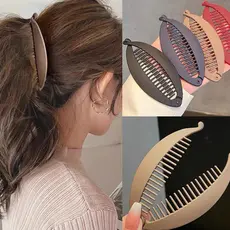 Presilha Cabelo Banana 12cm/Feminino/Grampo Oval Sólido/Clip Rabo de Cavalo/Acessório Meninas/Prendedor de Peixe - WL