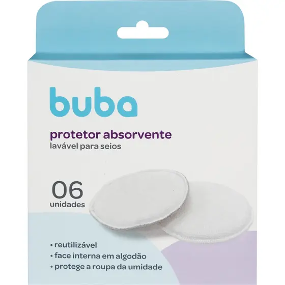 Absorvente Protetor Reutilizavel Lavavel Para Seios 6 Unidades Buba 13232