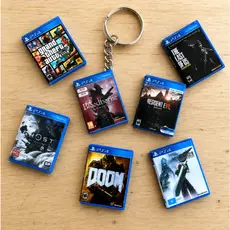 Chaveiro Mini Capa de Jogo PS5 PS4 | Qualquer Jogo | Chaveiros para Gamers Retrô