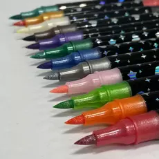 Marcador metálico 12/24/36caneta de glitter de cabeça dupla marcador de cabeça dupla brilhante