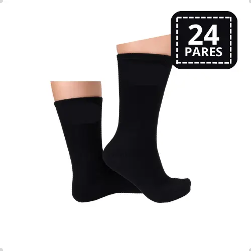 Kit 24 meias Cano Longo grossas atoalhadas Algodão Preta Branca Masculina Feminina