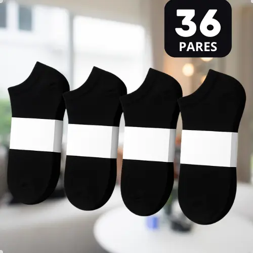 Kit 36 Pares de Meia Preta Únissex Cano Curto Soquete Invisível