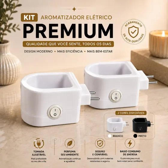 KIT 2 DIFUSOR ELÉTRICO  De Ambiente Bivolt 30ml Maior Poder de Exalação AROMATIZADOR