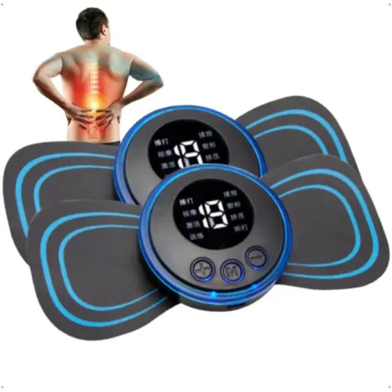 Kit Com 2 Mini Massageador Pulso Elétrico Portátil Recarregável Dor Pescoço Coluna Pernas.