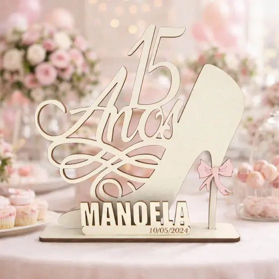 kit Centro Mesa Mdf Lembrancinha Personalizado Aniversario Casamento
