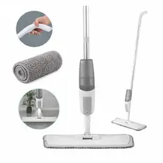 RODO MOP SPRAY ESFREGAO 3 EM 1 LIMPA SECA VASSOURA DISPENSER RESERVATORIO BORIFADOR PANO MICROFIBRA INOX PROFISSIONAL