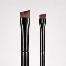 Kit com 2 Pincéis Pretos Ultrafinos Chanfrados de Precisão para Sobrancelhas, Delineador, Sombra e Olhos
