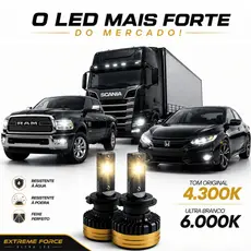 Kit Lâmpada Ultra LED Extreme Force 12V 24V Farol Carro Caminhão H1 H3 H4 H7 H11 H27 9005 9006 4300K 6000K Automotivo