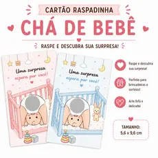 Raspadinha Chá de Bebê Fralda Cartão Brincadeira para Convidados Surpresa Premiada Festa Infantil