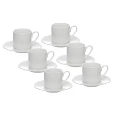 Jogo Xícaras De Café Chá Porcelana Com Pires 80ml 12 Peças