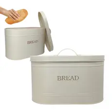 Porta Mantimentos Retangular Pão Bread Com Tampa Aço 34x18cm