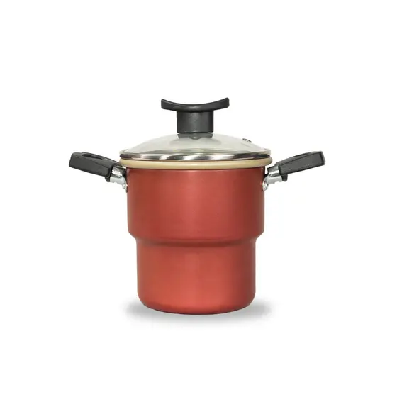 Cuscuzeiro 12cm Antiaderente Teflon Com Tampa De Vidro