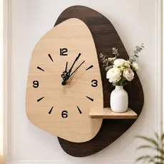 Relógio de Parede Decorativo com Prateleira MDF Premium 35cm para Sala Quarto Escritório Luxo Presente
