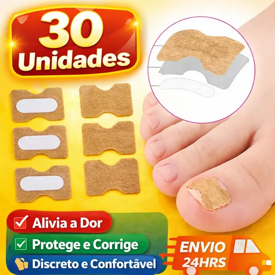 Kit 30/60 Adesivos Órtese para Unha Encravada - Correção Instantânea para Pedicure e Manicure