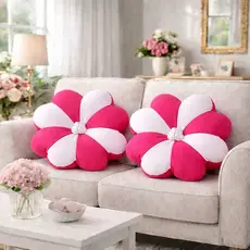 Kit Par 2 Almofadas Decorativas Flor 40x40cm Redonda com Zíper Almofada Fofa para Sofá, Cama ,Quarto