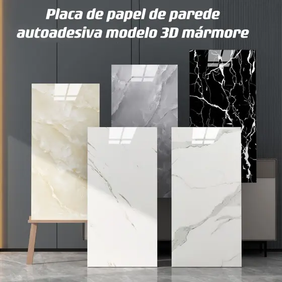 Kit de 42 Placas 3d Revestimento De Parede Auto Adesivo Marmore 60x30cm Promoção 42 peças