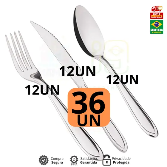 36 ou 18 Jogo de Talheres Conjunto peças Aço Inox de Mesa Casa Para Cozinha Hotel