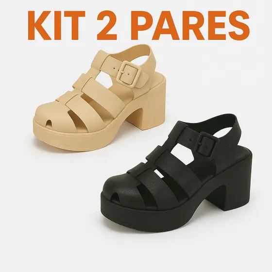 Kit Pares Sandália Tratorada Blogueira Confortável Lançamento
