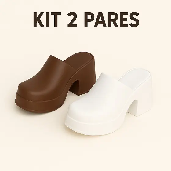 Kit Pares Tamanco Plataforma Meia Pata Fechado FemininoFashion