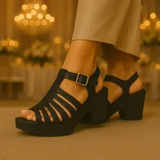 Sandália Feminina  Salto  com Fivela – Estilo e Sofisticação - Visual Sofisticado e Leve