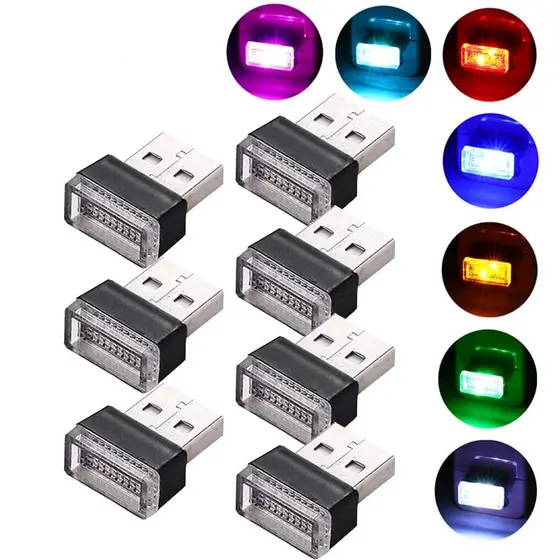 7 Cores Mini LED Luz USB Atmosférica De Decoração De Interiores Para Carro PC