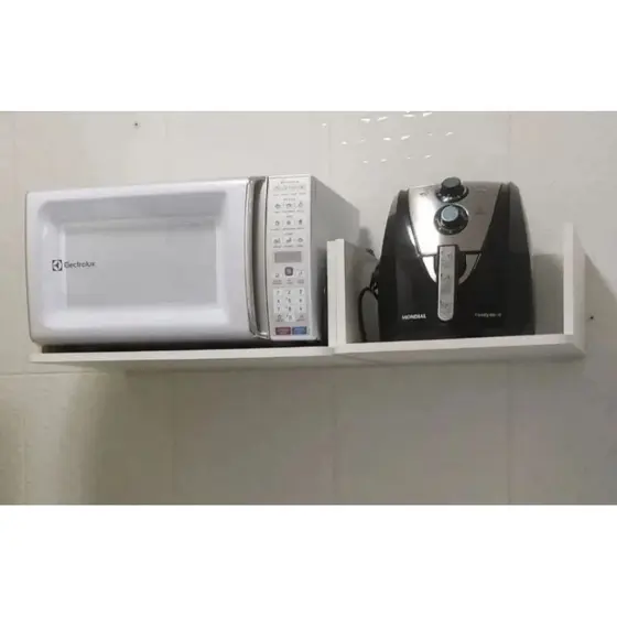 Kit Prateleiras em MDF Premium para Micro-ondas e Airfryer – Organizador de Parede Moderno